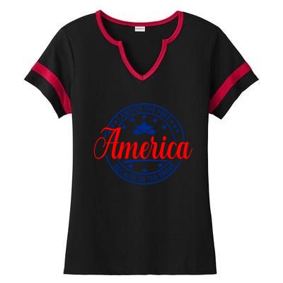 Land Of The Free Because Of The Brave America Proudpatriotic Funny Gift Ladies Halftime Notch Neck Tee