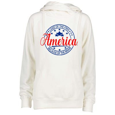 Land Of The Free Because Of The Brave America Proudpatriotic Funny Gift Womens Funnel Neck Pullover Hood