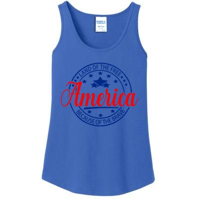 Land Of The Free Because Of The Brave America Proudpatriotic Funny Gift Ladies Essential Tank