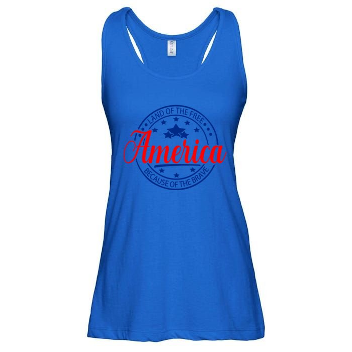 Land Of The Free Because Of The Brave America Proudpatriotic Funny Gift Ladies Essential Flowy Tank