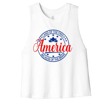 Land Of The Free Because Of The Brave America Proudpatriotic Funny Gift Women's Racerback Cropped Tank