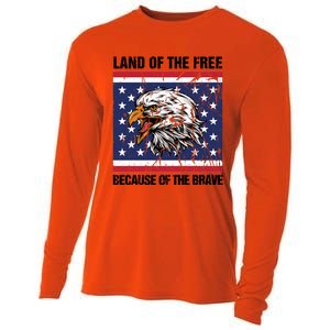 Land Of The Free Because Of The Brave Patriotic Gift Meaningful Gift Cooling Performance Long Sleeve Crew