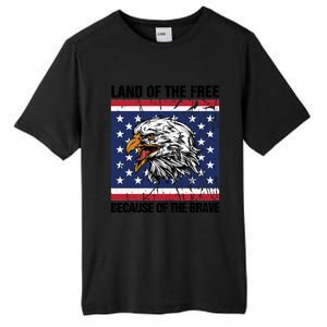 Land Of The Free Because Of The Brave Patriotic Gift Meaningful Gift Tall Fusion ChromaSoft Performance T-Shirt