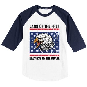 Land Of The Free Because Of The Brave Patriotic Gift Meaningful Gift Baseball Sleeve Shirt