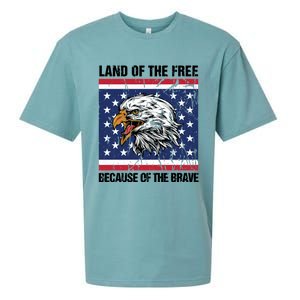 Land Of The Free Because Of The Brave Patriotic Gift Meaningful Gift Sueded Cloud Jersey T-Shirt