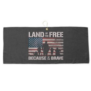 Land Of The Free Because Of The Brave American Flag Meaningful Gift Large Microfiber Waffle Golf Towel