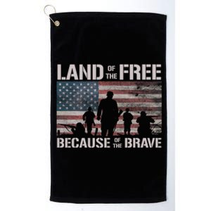 Land Of The Free Because Of The Brave American Flag Meaningful Gift Platinum Collection Golf Towel