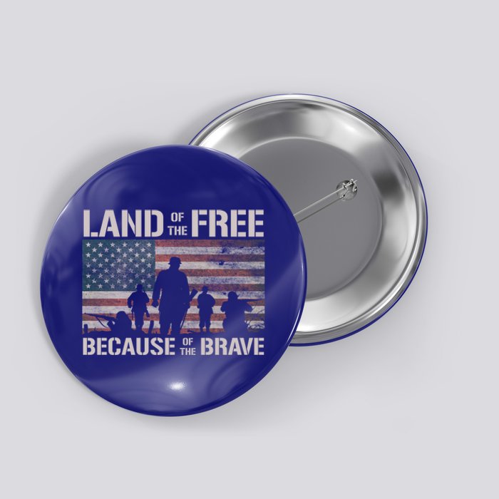 Land Of The Free Because Of The Brave American Flag Meaningful Gift Button