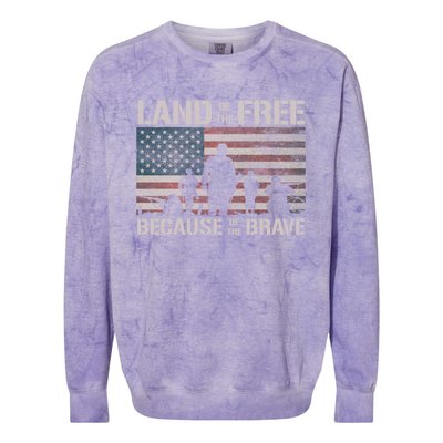 Land Of The Free Because Of The Brave American Flag Cool Gift Colorblast Crewneck Sweatshirt