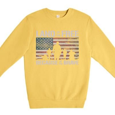 Land Of The Free Because Of The Brave American Flag Cool Gift Premium Crewneck Sweatshirt