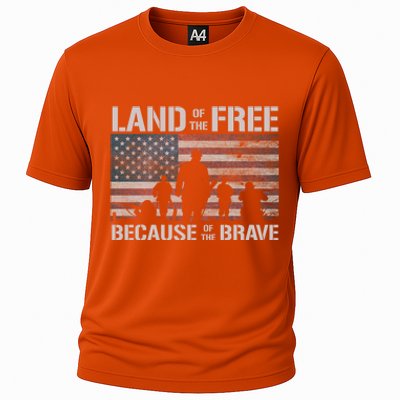 Land Of The Free Because Of The Brave American Flag Cool Gift Cooling Performance Crew T-Shirt