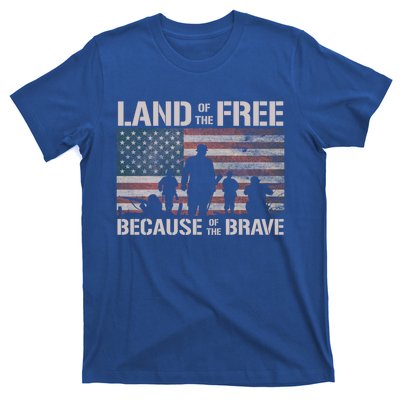 Land Of The Free Because Of The Brave American Flag Cool Gift T-Shirt