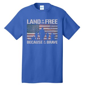 Land Of The Free Because Of The Brave American Flag Cool Gift Tall T-Shirt