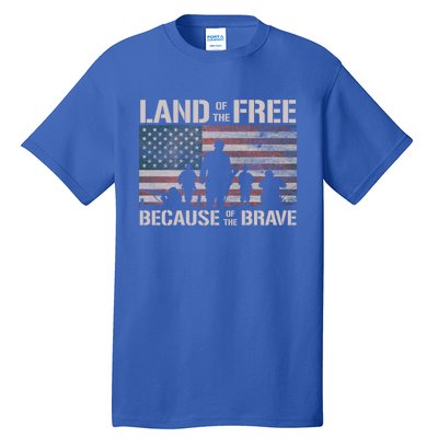 Land Of The Free Because Of The Brave American Flag Cool Gift Tall T-Shirt