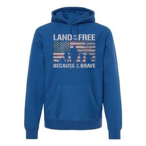 Land Of The Free Because Of The Brave American Flag Cool Gift Premium Hoodie