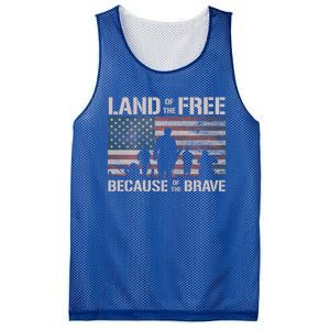 Land Of The Free Because Of The Brave American Flag Cool Gift Mesh Reversible Basketball Jersey Tank