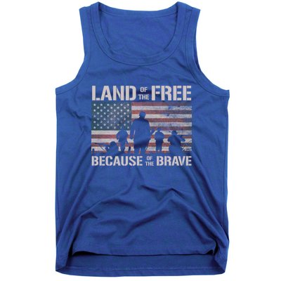 Land Of The Free Because Of The Brave American Flag Cool Gift Tank Top