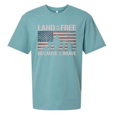 Land Of The Free Because Of The Brave American Flag Cool Gift Sueded Cloud Jersey T-Shirt