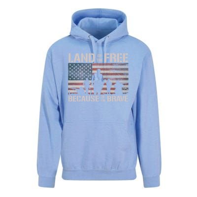 Land Of The Free Because Of The Brave American Flag Cool Gift Unisex Surf Hoodie