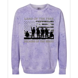 Land Of The Free Because Of The Brave Urban Camo Troops Cute Gift Colorblast Crewneck Sweatshirt