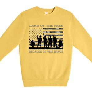 Land Of The Free Because Of The Brave Urban Camo Troops Cute Gift Premium Crewneck Sweatshirt