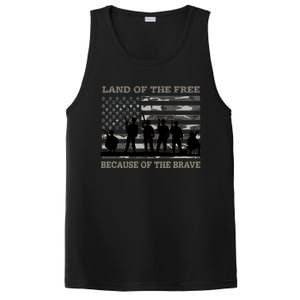 Land Of The Free Because Of The Brave Urban Camo Troops Cute Gift PosiCharge Competitor Tank