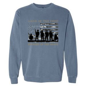 Land Of The Free Because Of The Brave Urban Camo Troops Cute Gift Garment-Dyed Sweatshirt