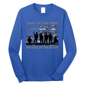 Land Of The Free Because Of The Brave Urban Camo Troops Cute Gift Long Sleeve Shirt