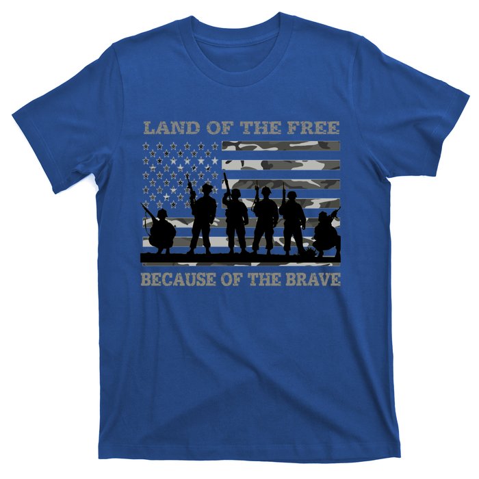 Land Of The Free Because Of The Brave Urban Camo Troops Cute Gift T-Shirt