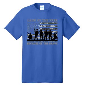 Land Of The Free Because Of The Brave Urban Camo Troops Cute Gift Tall T-Shirt