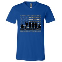 Land Of The Free Because Of The Brave Urban Camo Troops Cute Gift V-Neck T-Shirt