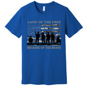 Land Of The Free Because Of The Brave Urban Camo Troops Cute Gift Premium T-Shirt