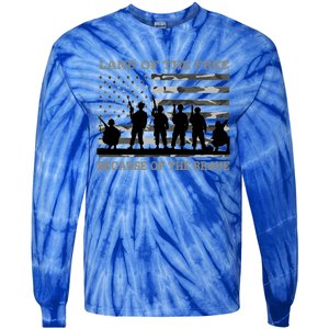 Land Of The Free Because Of The Brave Urban Camo Troops Cute Gift Tie-Dye Long Sleeve Shirt