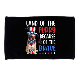 Land Of The Furry Pug 4th Of July Merica Usa American Flag Gift Microfiber Hand Towel