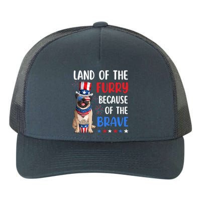 Land Of The Furry Pug 4th Of July Merica Usa American Flag Gift Yupoong Adult 5-Panel Trucker Hat