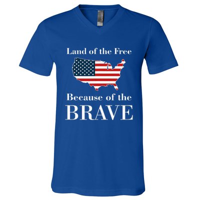 Land Of The Free Because Of The Brave V-Neck T-Shirt