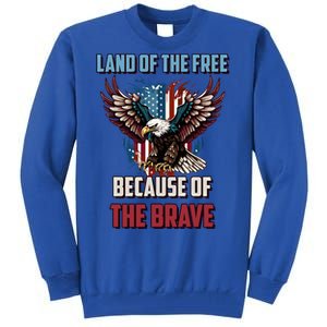 Land Of The Free Because Of The Brave Usa American Patriotic Gift Tall Sweatshirt