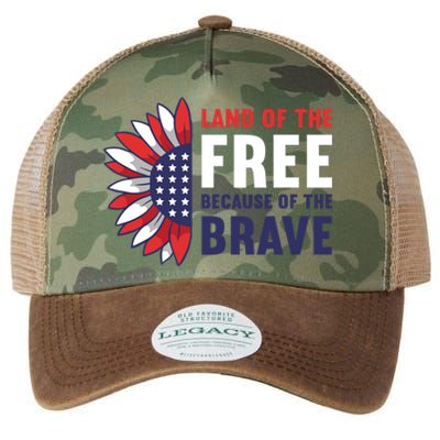 Land Of The Free Because Of The Brave American 4th Of July Great Gift Legacy Tie Dye Trucker Hat