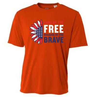 Land Of The Free Because Of The Brave American 4th Of July Great Gift Cooling Performance Crew T-Shirt