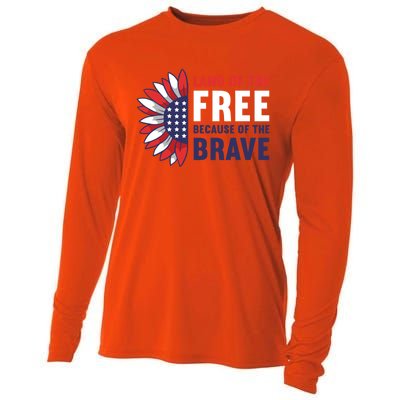 Land Of The Free Because Of The Brave American 4th Of July Great Gift Cooling Performance Long Sleeve Crew