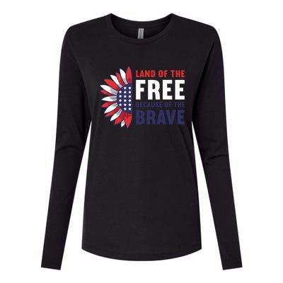 Land Of The Free Because Of The Brave American 4th Of July Great Gift Womens Cotton Relaxed Long Sleeve T-Shirt