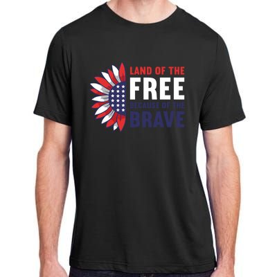 Land Of The Free Because Of The Brave American 4th Of July Great Gift Adult ChromaSoft Performance T-Shirt