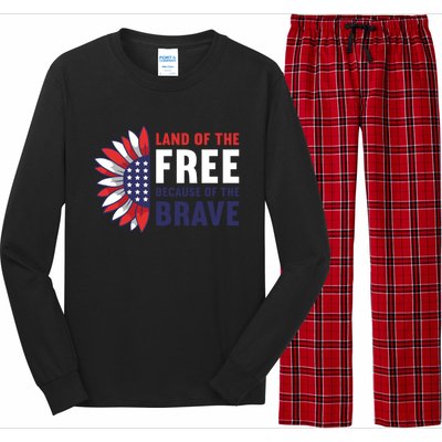 Land Of The Free Because Of The Brave American 4th Of July Great Gift Long Sleeve Pajama Set