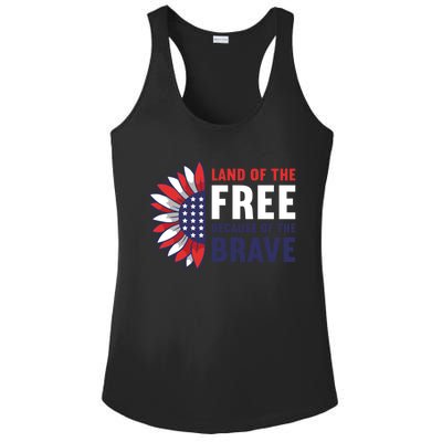 Land Of The Free Because Of The Brave American 4th Of July Great Gift Ladies PosiCharge Competitor Racerback Tank