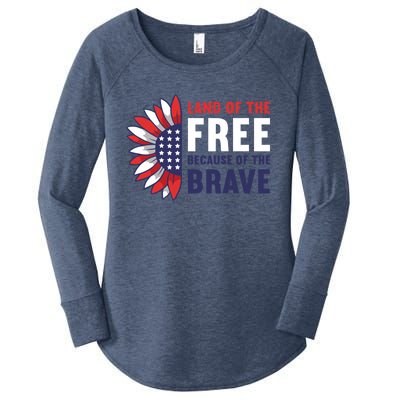 Land Of The Free Because Of The Brave American 4th Of July Great Gift Women's Perfect Tri Tunic Long Sleeve Shirt