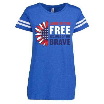 Land Of The Free Because Of The Brave American 4th Of July Great Gift Enza Ladies Jersey Football T-Shirt