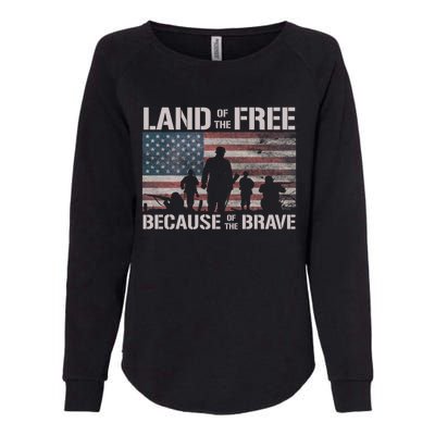 Land Of The Free Because Of The Brave American Flag Gift Womens California Wash Sweatshirt