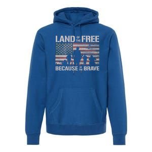 Land Of The Free Because Of The Brave American Flag Gift Premium Hoodie