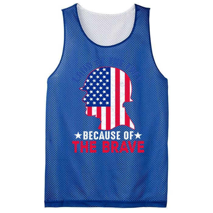 Land Of The Free Because Of The Brave Patriotic Gift Cool Gift Mesh Reversible Basketball Jersey Tank