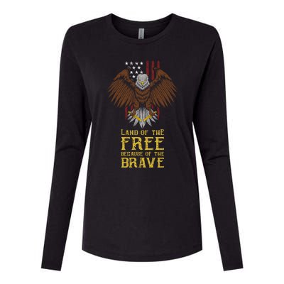 Land Of The Free Because Of The Brave Eagle Over Flag Funny Gift Womens Cotton Relaxed Long Sleeve T-Shirt